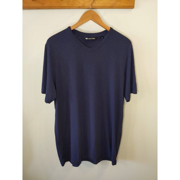 Men's Travis Mathew Navy V-Neck T-Shirt Size L Premium Pima Cotton Modal Blend - Picture 1 of 7